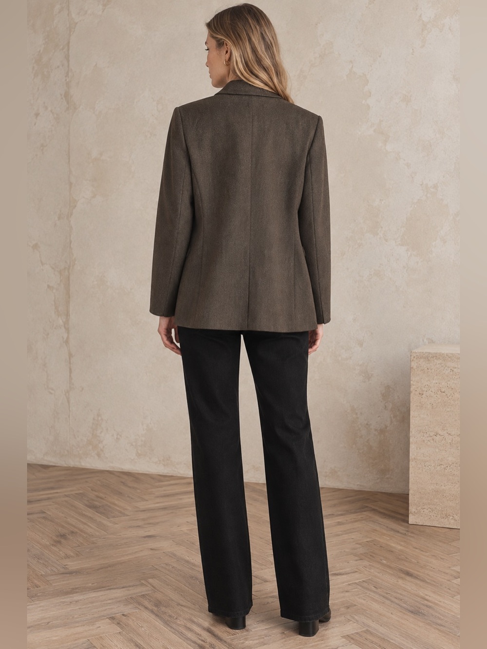 Vince Wool Blend Double Breasted Oversized Blazer Taupe Brown Size 8 - Picture 3 of 16